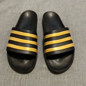 Adidas Black and Gold Sandals - Size 10